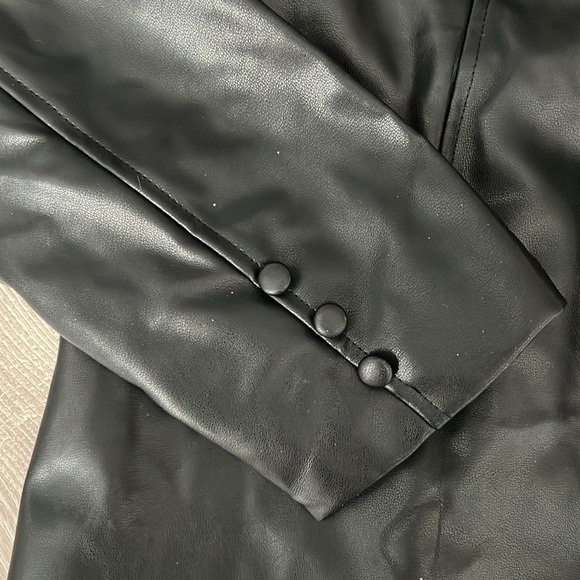 Faux Leather Blazer - Black - Picture 5 of 12